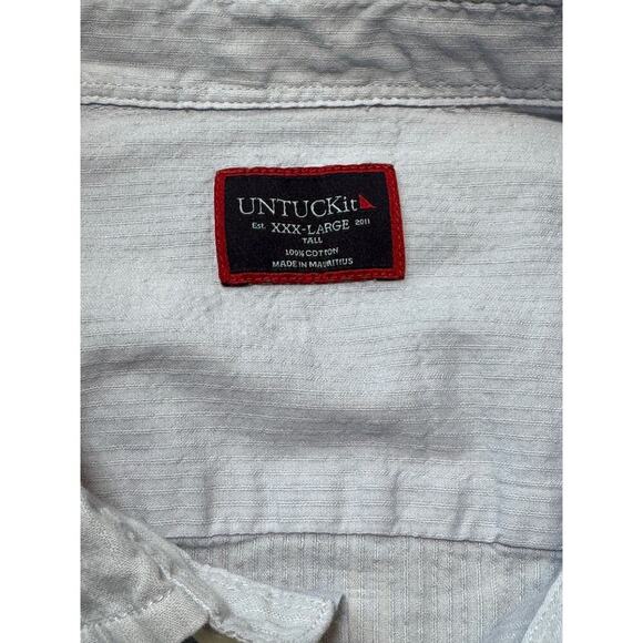 UNTUCKIt short Sleeve button down shirt, XXXLT; Gray cotton weave - Picture 4 of 9